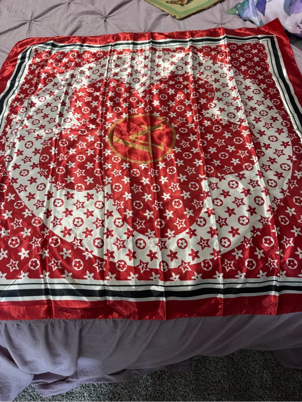 Louis Vuitton Red and White Monogram Holiday Throw